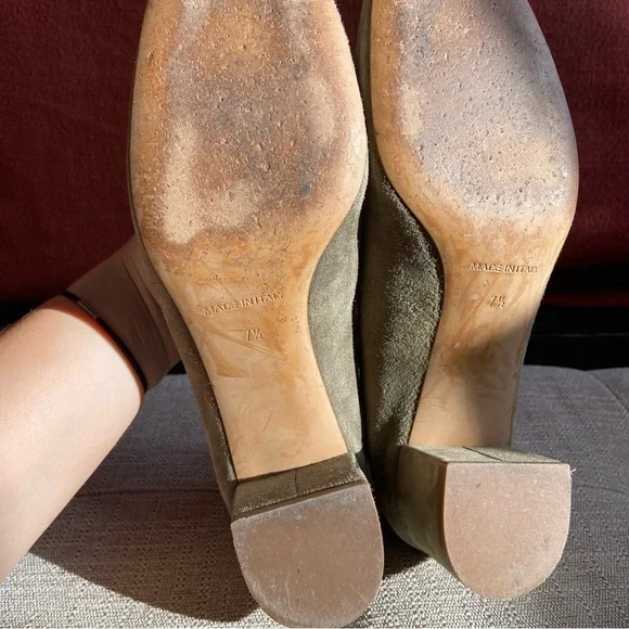 Everlane The Italian Leather Day Heel Suede Olive 8 NWB - Picture 3 of 4